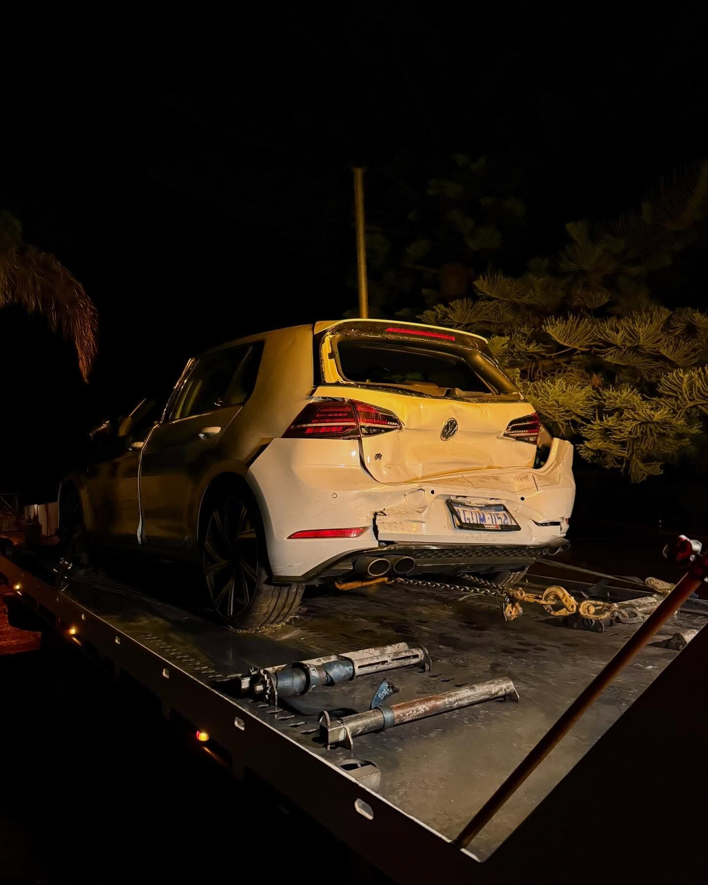 VW Golf recovery at night